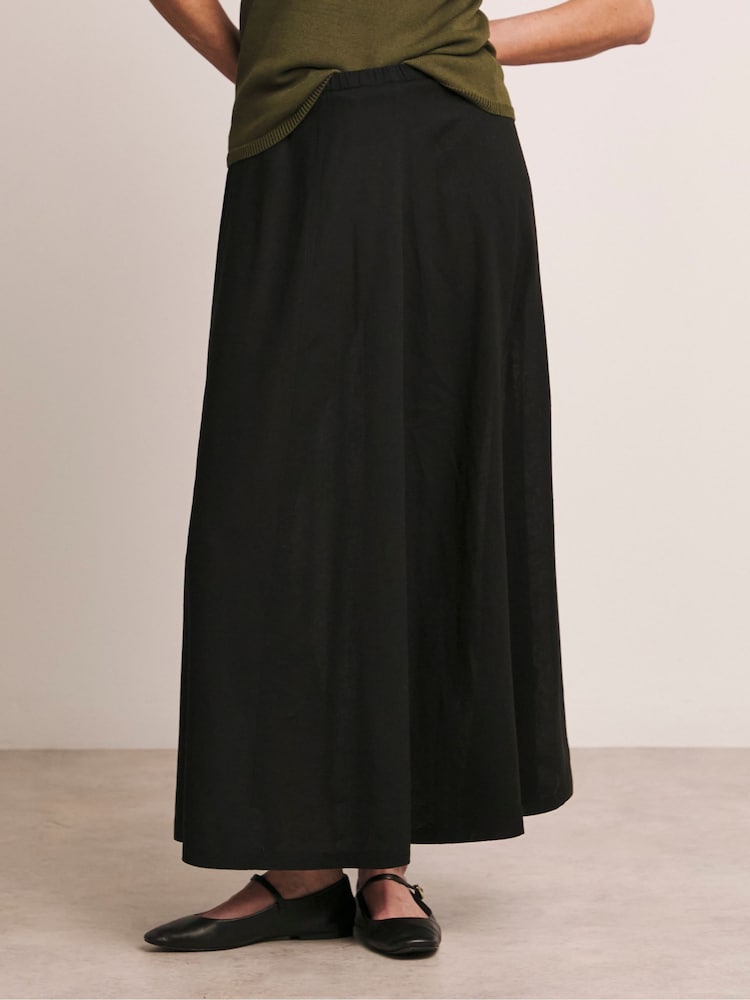 Anthology By JD Williams Black Linen Mix Seam Detail Skirt - Image 1 of 5