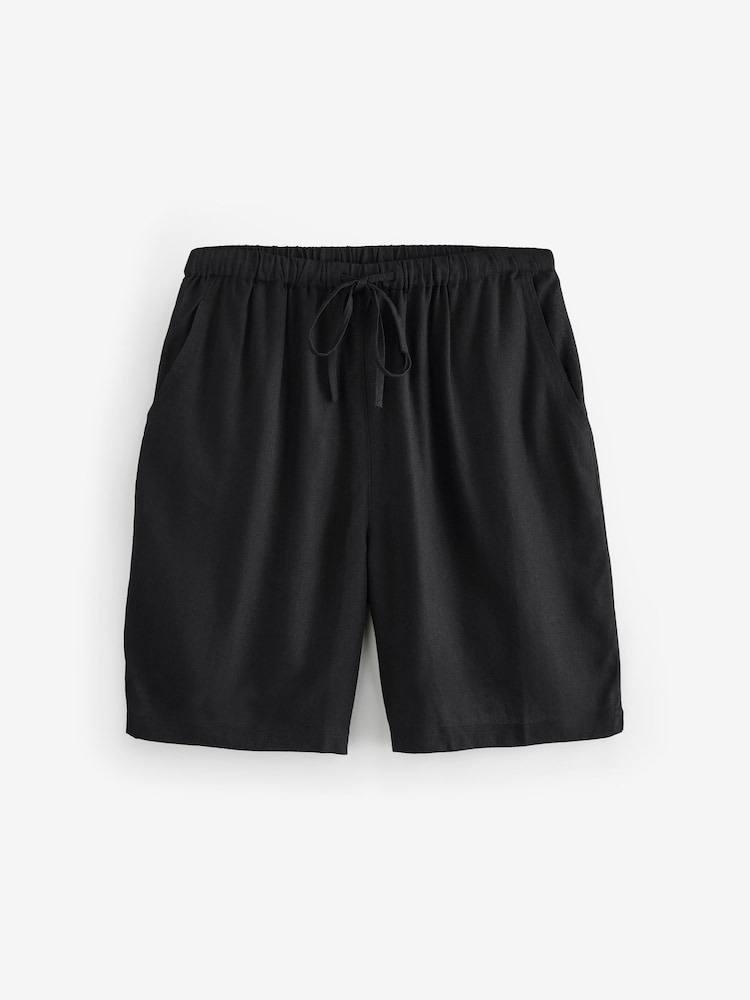JD Williams Black Linen Mix Knee Length Shorts 2 Pack - Image 3 of 3 JD Williams Black Linen Mix Knee Length Shorts 2 Pack - Image 3 of 3