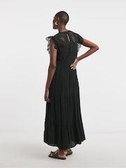 JD Williams Black Broderie 2 In 1 Maxi Dress - Image 2 of 4