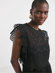 JD Williams Black Broderie 2 In 1 Maxi Dress - Image 4 of 4