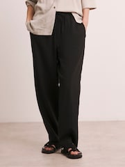 Anthology By JD Williams Black 100% Linen Barrel Leg Trousers - Image 1 of 6