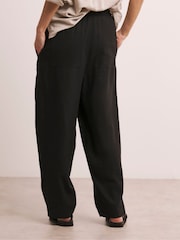 Anthology By JD Williams Black 100% Linen Barrel Leg Trousers - Image 2 of 6