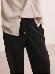 Anthology By JD Williams Black 100% Linen Barrel Leg Trousers - Image 3 of 6