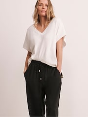 Anthology By JD Williams Black 100% Linen Barrel Leg Trousers - Image 4 of 6