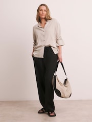 Anthology By JD Williams Black 100% Linen Barrel Leg Trousers - Image 6 of 6