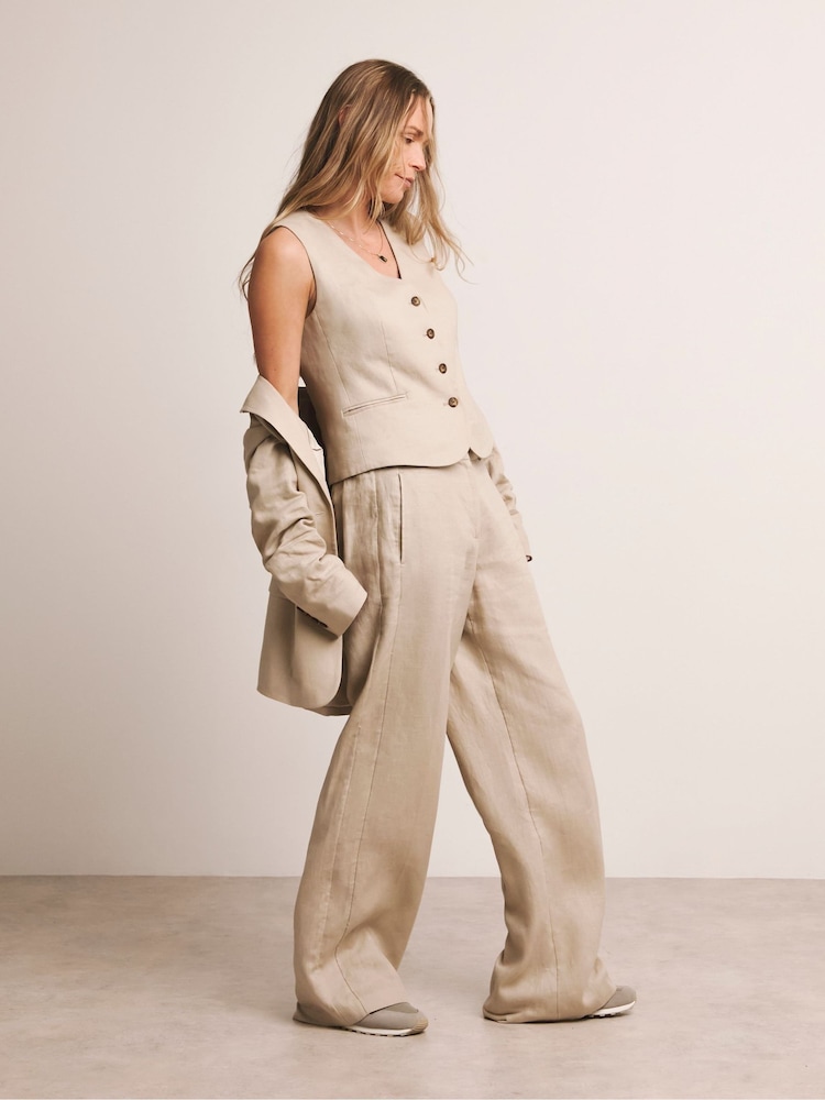 JD Williams Natural Anthology By JD Williams Wide Leg Linen Trousers - Image 1 of 5