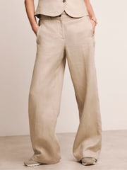 JD Williams Natural Anthology By JD Williams Wide Leg Linen Trousers - Image 4 of 5