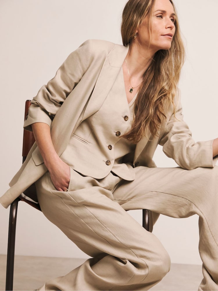 JD Williams Natural Anthology By JD Williams Wide Leg Linen Trousers - Image 5 of 5