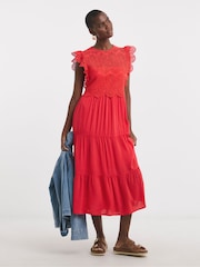 JD Williams Pink Broderie 2 In 1 Maxi Dress - Image 1 of 4