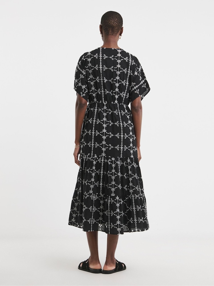 JD Williams Black Broderie Smock Dress - Image 2 of 4