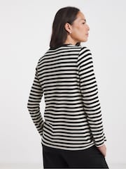 JD Williams Black V-Neck Striped Button Front Cardigan - Image 2 of 4