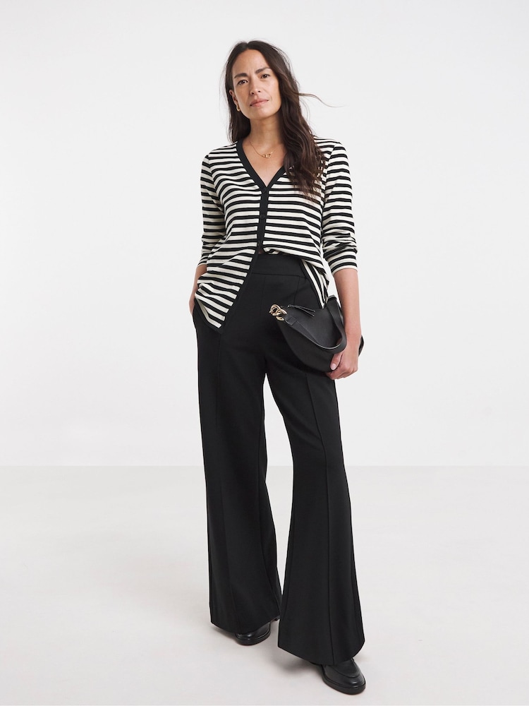 JD Williams Black V-Neck Striped Button Front Cardigan - Image 4 of 4