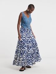 JD Williams Blue Crinkle Tiered Maxi Skirt - Image 2 of 4