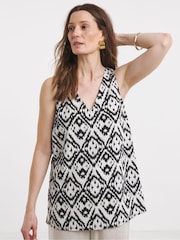JD Williams Black Mono/Floral Print Woven Vests 2 Pack - Image 2 of 8