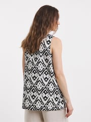 JD Williams Black Mono/Floral Print Woven Vests 2 Pack - Image 3 of 8