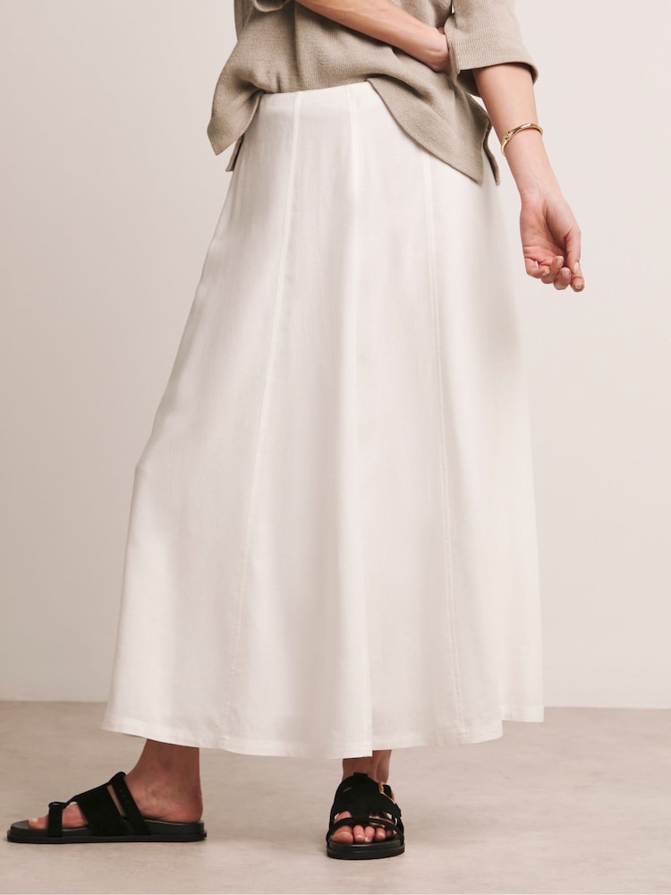 Anthology By JD Williams White Linen Mix Seam Detail Skirt - Image 1 of 5