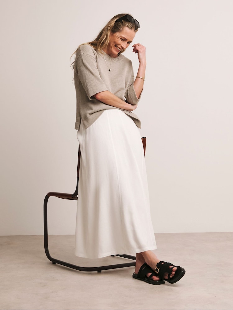 Anthology By JD Williams White Linen Mix Seam Detail Skirt - Image 2 of 5