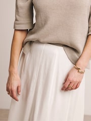 Anthology By JD Williams White Linen Mix Seam Detail Skirt - Image 4 of 5