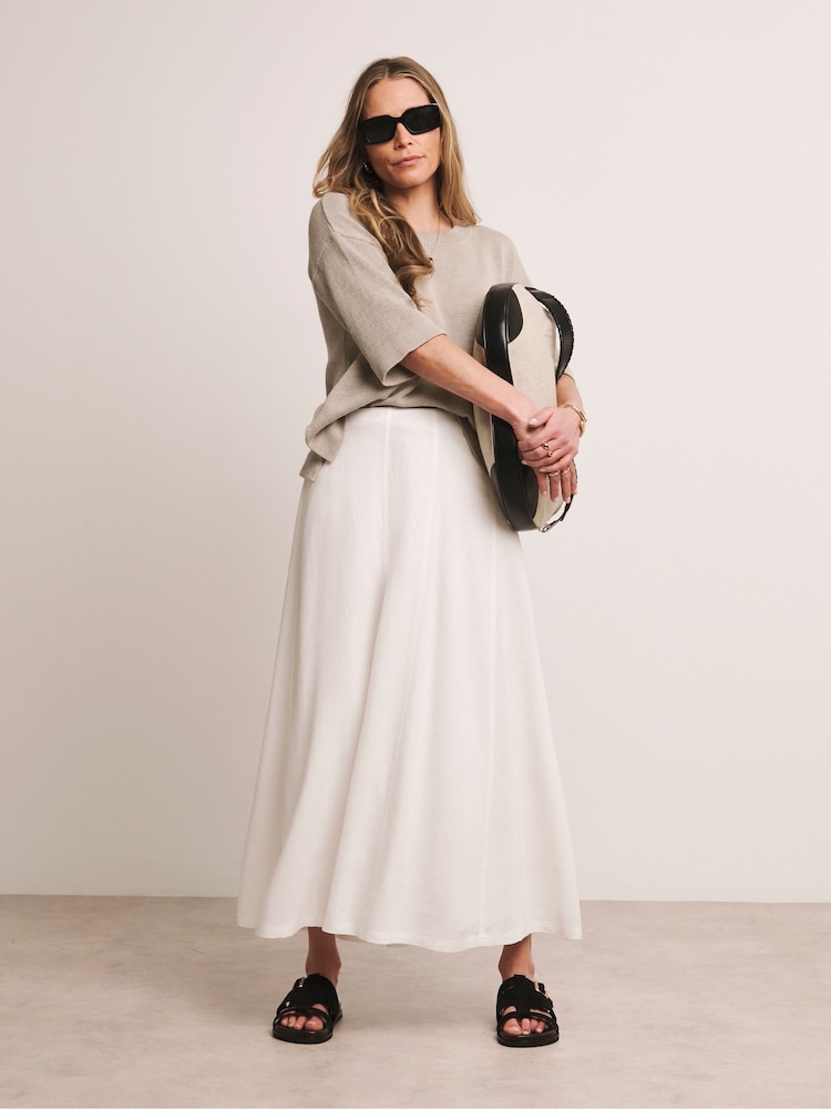 Anthology By JD Williams White Linen Mix Seam Detail Skirt - Image 5 of 5