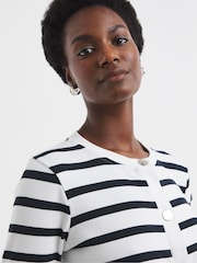 JD Williams 100% Cotton Crew Neck Striped Button Front Cardigan - Imagen 3 de 4