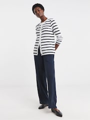 JD Williams 100% Cotton Crew Neck Striped Button Front Cardigan - Imagen 4 de 4