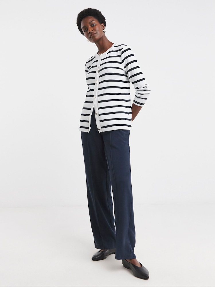 JD Williams 100% Cotton Crew Neck Striped Button Front Cardigan - Imagen 4 de 4