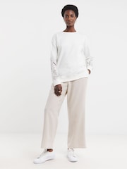JD Williams White Crew Neck Broderie Sleeve and Back Sweatshirt - Image 3 of 4