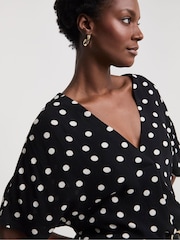 JD Williams Black Crinkle Popover Top - Image 3 of 4