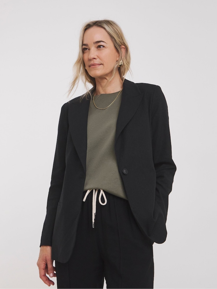JD Williams Black Linen Mix Blazer - Image 1 of 4 JD Williams Black Linen Mix Blazer - Image 1 of 4