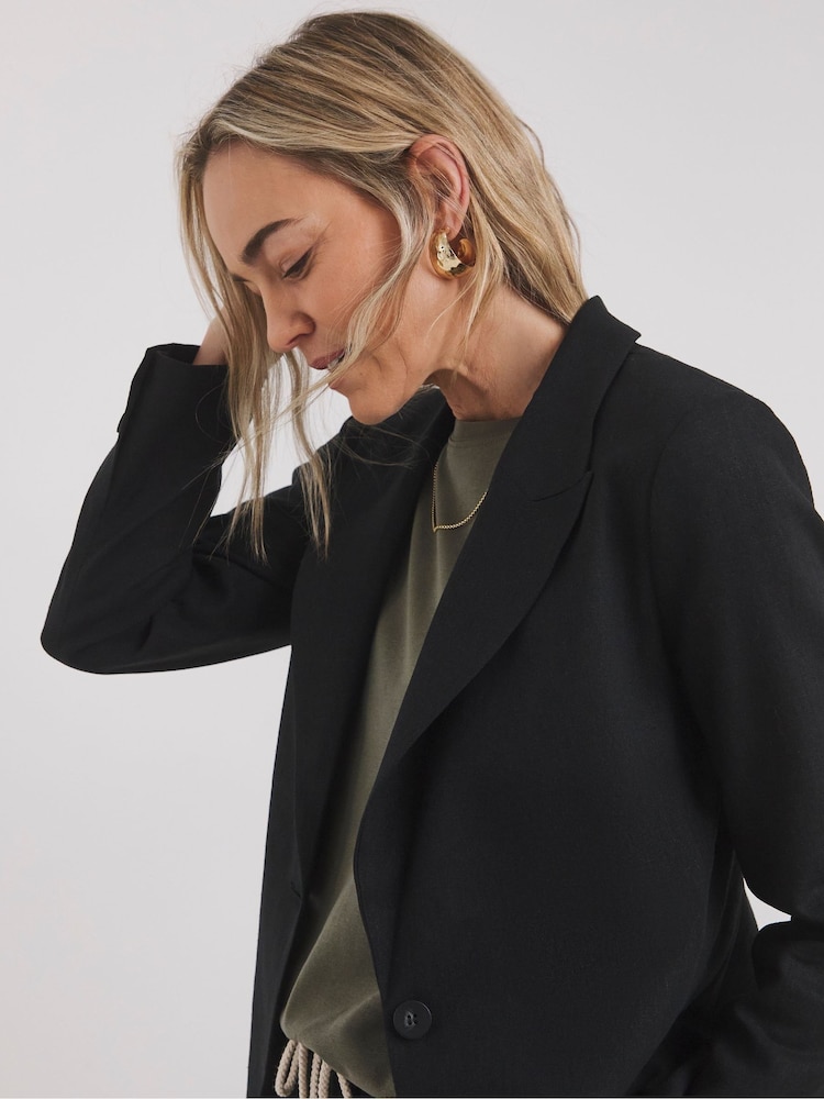 JD Williams Black Linen Mix Blazer - Image 4 of 4 JD Williams Black Linen Mix Blazer - Image 4 of 4