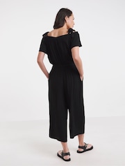 JD Williams Black Crinkle Tie Strap Jumpsuit - Image 2 of 4