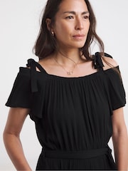 JD Williams Black Crinkle Tie Strap Jumpsuit - Image 3 of 4