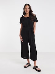 JD Williams Black Crinkle Tie Strap Jumpsuit - Image 4 of 4