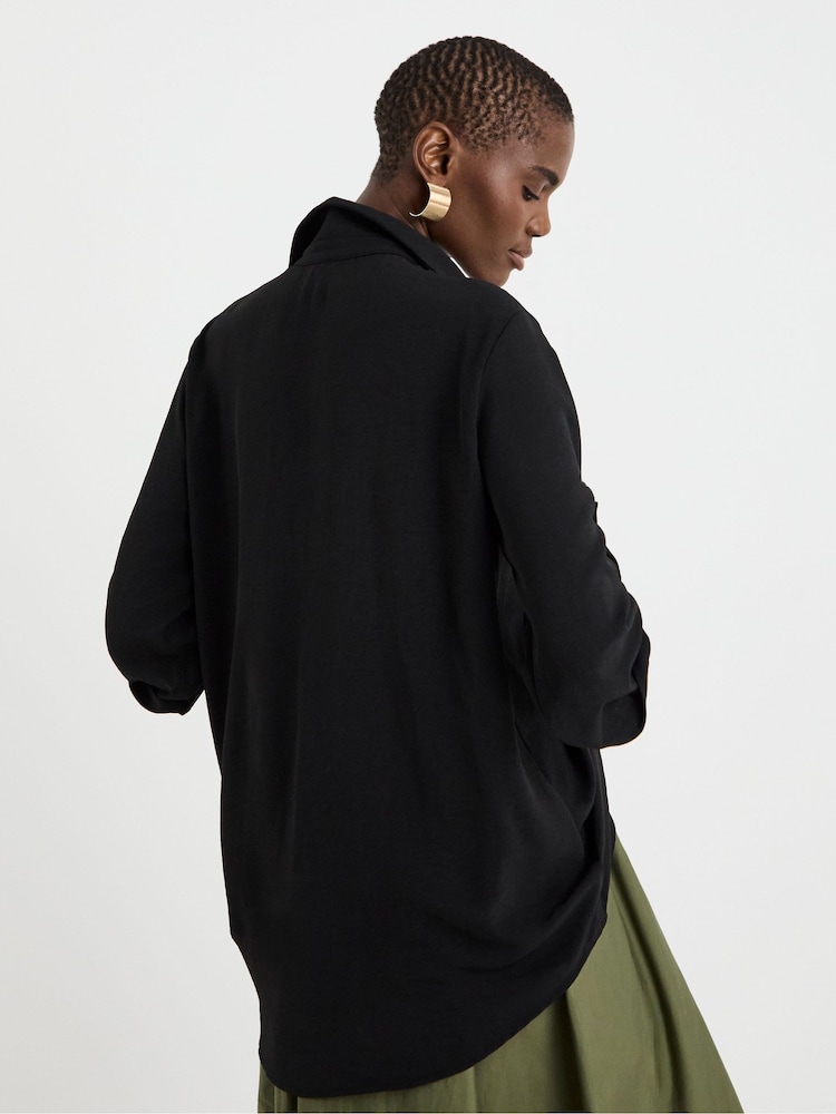 JD Williams Black Textured Fabric Collar Utility Popover Top - Image 2 of 4