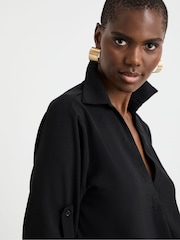 JD Williams Black Textured Fabric Collar Utility Popover Top - Image 4 of 4