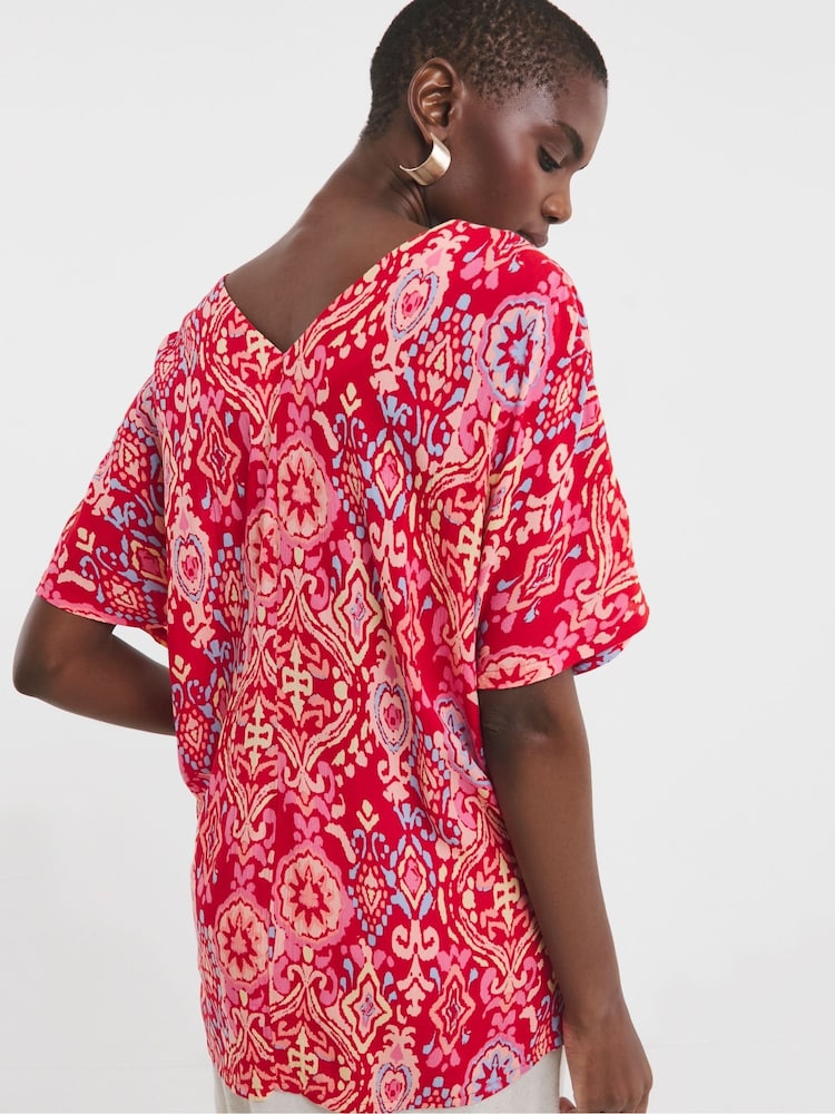 JD Williams Pink Crinkle Popover Top - Image 2 of 4