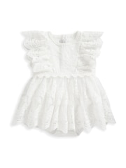 Mamas & Papas Cream Lace Frill Shorts Romper - Image 1 of 1
