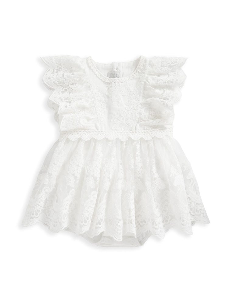 Mamas & Papas Cream Lace Frill Shorts Romper - Image 1 of 1