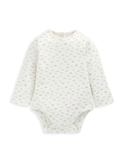 Mamas & Papas Cloud Ribbed 100% Cotton Brown Dungarees and Bodysuit Set - Image 2 of 3