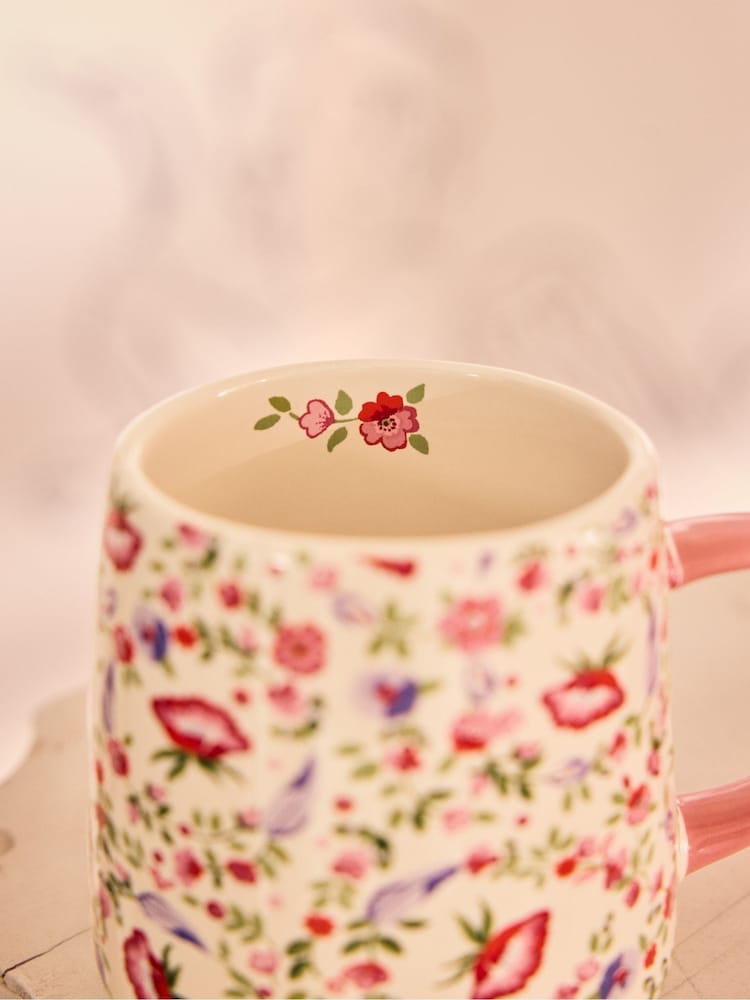 Cath Kidston Set of 4 Cream Spring Birds Floral Billie Mug - Image 2 of 4