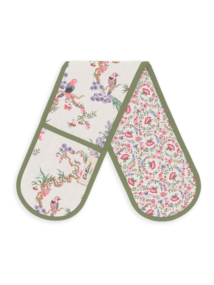 Cath Kidston 2 Pack Cream Spring Birds Textile Tea Towels and Oven Gl Set - Image 2 of 2