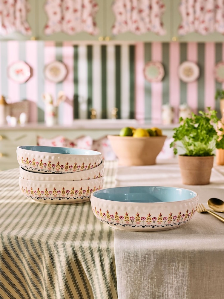 Cath Kidston Set of 4 Cream Painted Table Pasta Bowls - Image 1 of 3