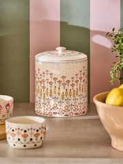 Cath Kidston Cream Painted Table Ceramic Biscuit Jar - Image 1 of 3