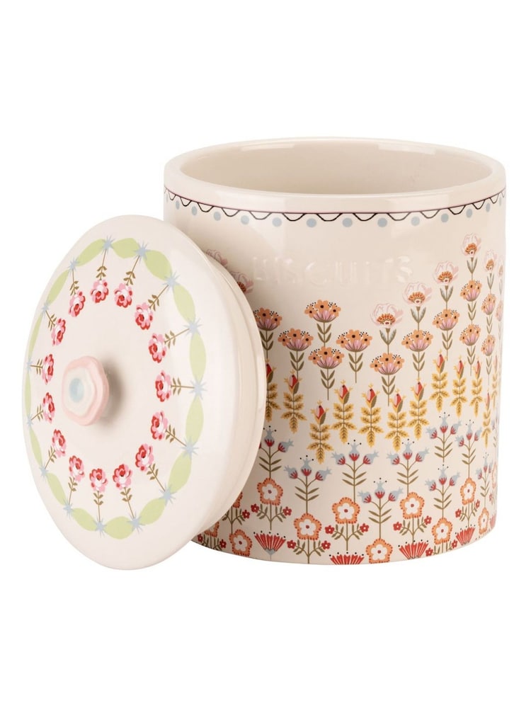 Cath Kidston Cream Painted Table Ceramic Biscuit Jar - Image 3 of 3