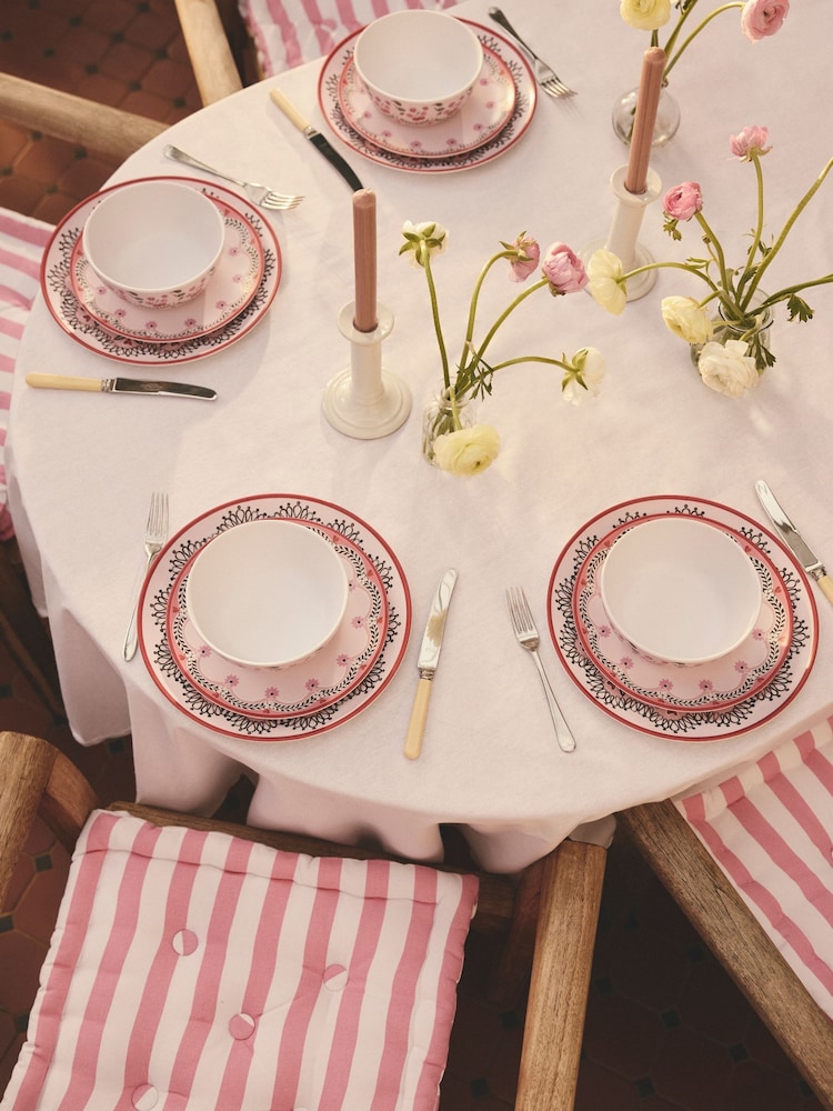 Cath Kidston 12 Piece Pink Cherry Melamine Dinner Set - Image 1 of 10