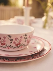 Cath Kidston 12 Piece Pink Cherry Melamine Dinner Set - Image 4 of 10