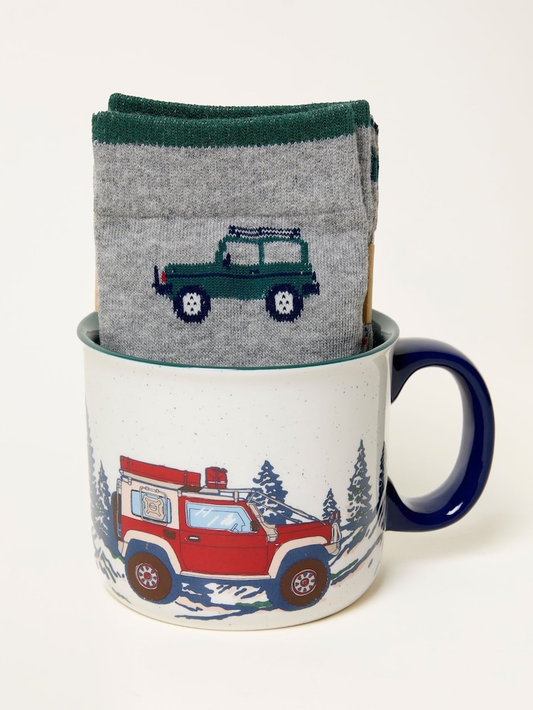 FatFace Grey Off Roader Socks In A Mug - Image 1 of 3