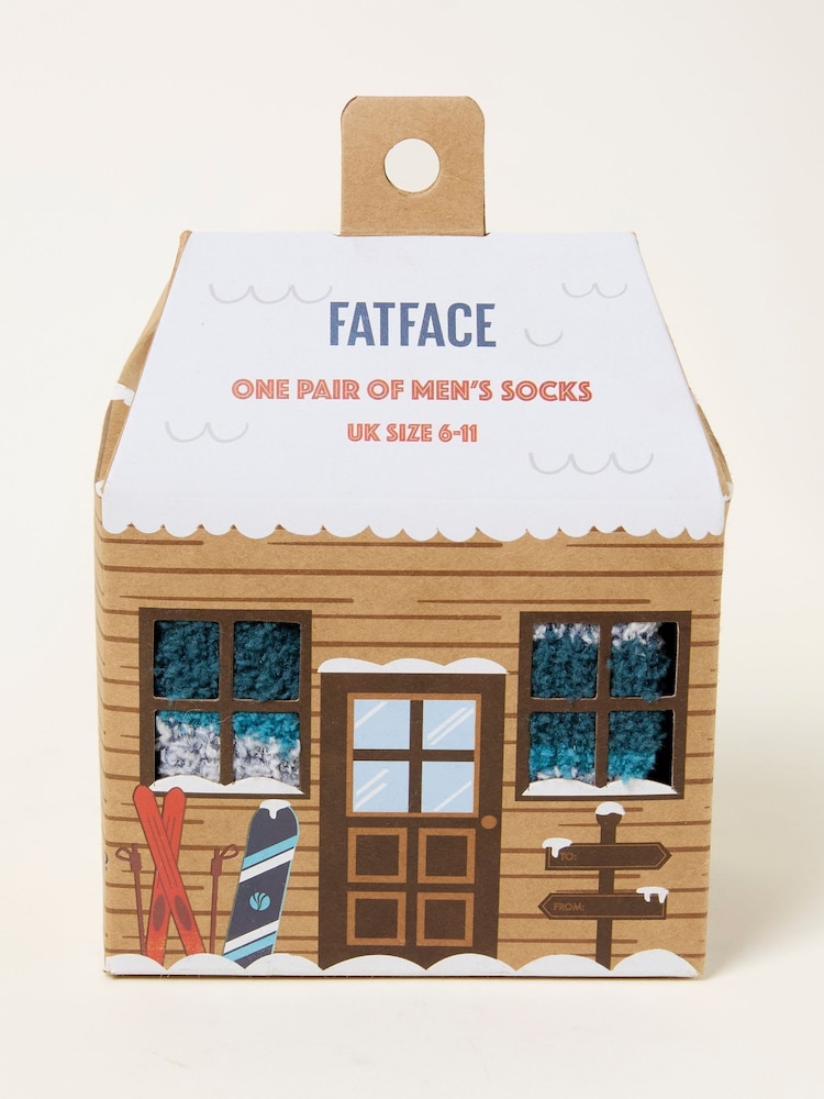 FatFace Grey Mens Stripe Sock In A Ski Chalet Box - Image 1 of 3 FatFace Grey Mens Stripe Sock In A Ski Chalet Box - Image 1 of 3