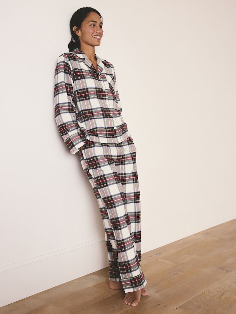 Cream Check Matching Family Christmas Button Through Pyjamas - Image 2 of 16