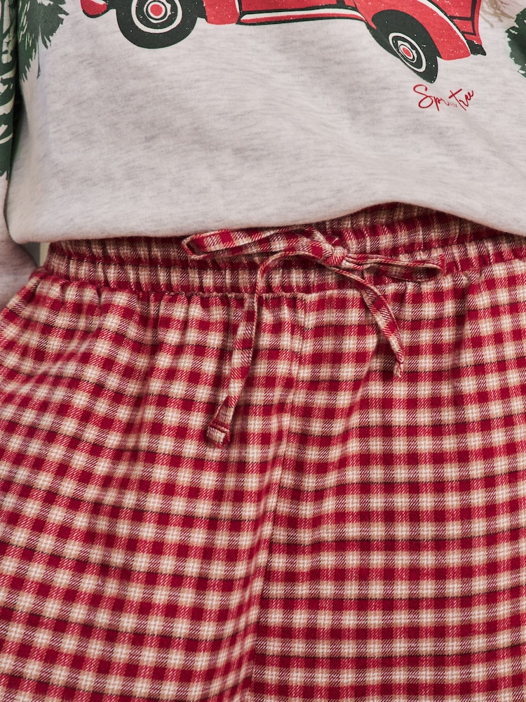 Red Truck Matching Family Christmas Sweatshirt and Flannel Pyjamas Set - Image 2 of 4